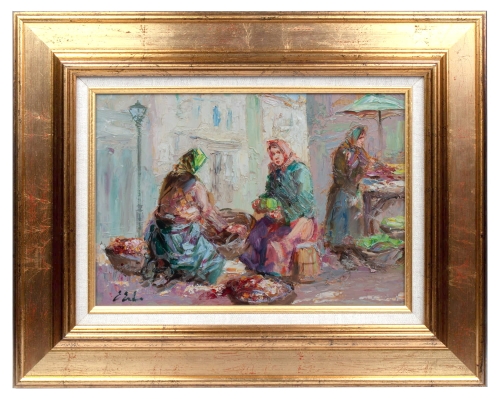Erno Erb "Na targu”, antyki Warszawa, skup antyków, dawne malarstwo, malarstwo aukcyjne, malarstwo polskie, Galeria Żak