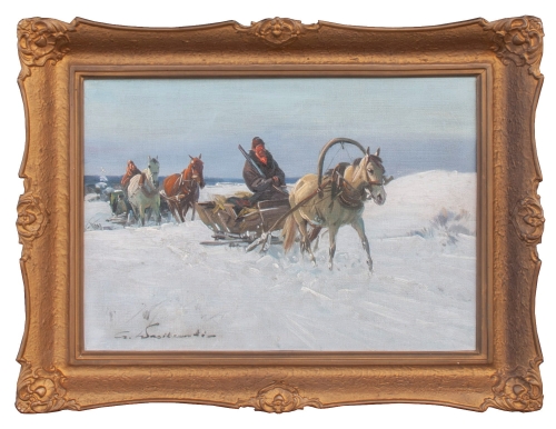 Czesław Wasilewski "On the way to hunting”
, antique Warsaw, antique paintings, Galeria Żak, art, antiques