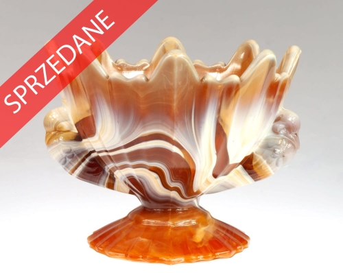 Patera z papugami, STS Abel, Zagrzeb, Jugosławia, lata 20./30. XX w., antyki Warszawa, skup antyków, dawne szkła, stare szkła, szkła antyczne, antyki, Galeria Żak