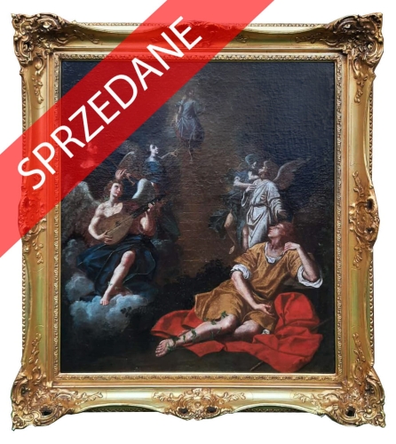 Malarz zachodnioeuropejski, "Wniebowstąpienie Pańskie", XIX w. , antyki Warszawa, skup antyków, dawne malarstwo, malarstwo aukcyjne, malarstwo sakralne, Galeria Żak