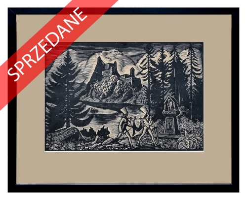 Władysław Skoczylas "Zbójnicy", grafika podhala, Zakopane, grafika aukcyjna