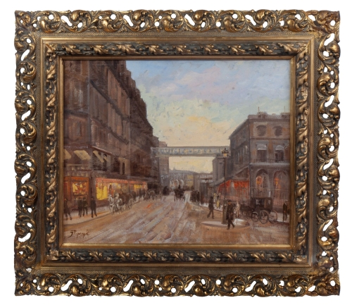 Józef Popczyk “In the city”, antique Warsaw, antique paintings, Galeria Żak, art, antiques