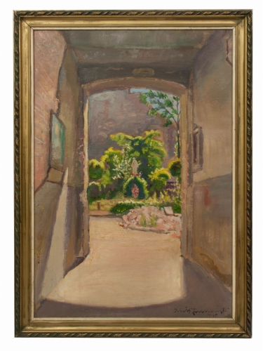 Błażej Iwanowski “Courtyard shrine in Warsaw”, 1945 , antique Warsaw, antique paintings, Galeria Żak, art, antiques