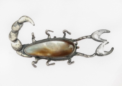 Brooch “Scorpio”, Poland, 1970’s, antique Warsaw, jewelry, old jewelry, Galeria Żak, art, antiques