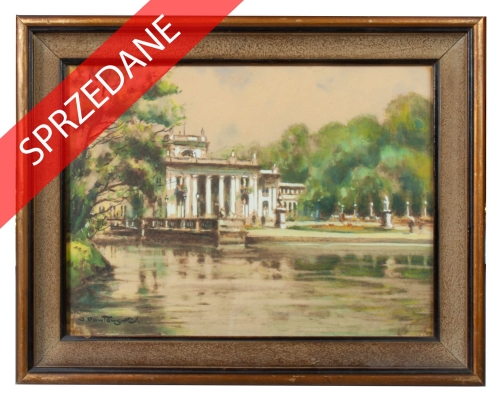 Jerzy Pawłowski “Łazienki Królewskie w Warszawie”, antyki Warszawa, skup antyków, dawne malarstwo, malarstwo aukcyjne, malarstwo polskie, Galeria Żak