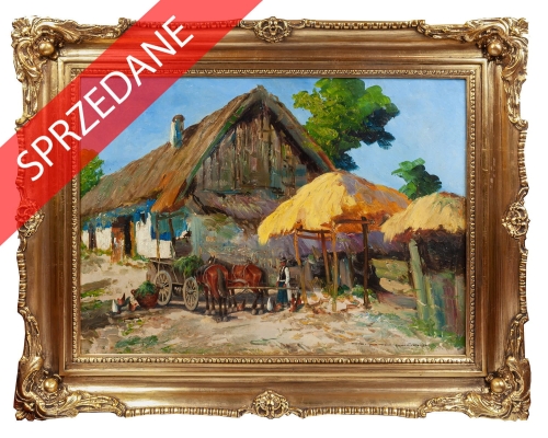 György Németh "Letni dzień na wsi", malarstwo węgierskie, sztuka dawna, obrazy aukcyjne