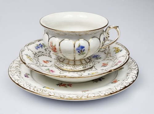 Zestaw śniadaniowy, Miśnia, XIX w., antyki Warszawa, skup antyków, porcelana, stara porcelana, Galeria Żak