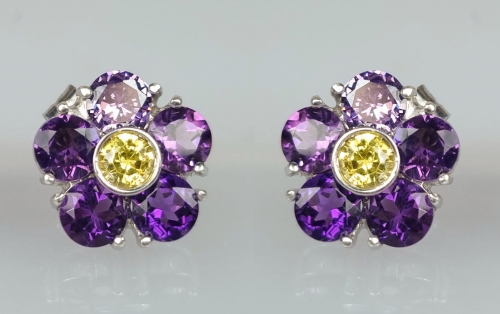 Amethysts and citrines earrings, antique Warsaw, jewelry, old jewelry, Galeria Żak, art, antiques