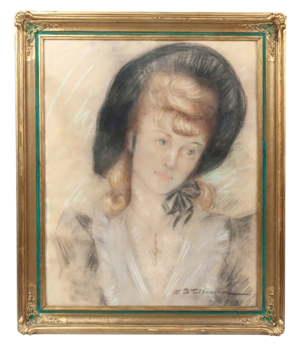 Zofia Stembrowicz “Portret dziewczyny w kapeluszu”, antyki Warszawa, skup antyków, dawne malarstwo, malarstwo aukcyjne, malarstwo polskie, Galeria Żak