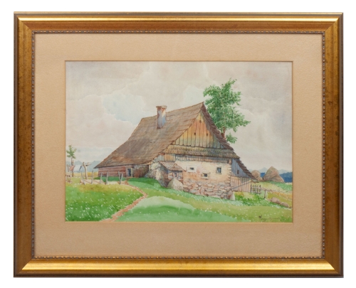 Aleksander Augustynowicz „Cottage”, antique Warsaw, antique paintings, Galeria Żak, art, antiques