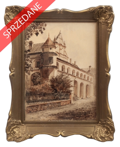 Stanisław Fabijański  “Opactwo Cystersów w Wąchocku”, antyki Warszawa, skup antyków, dawne malarstwo, malarstwo aukcyjne, malarstwo polskie, Galeria Żak