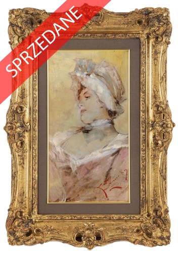 Franciszek Żmurko “Portret damy w kapeluszu”, antyki Warszawa, skup antyków, dawne malarstwo, malarstwo aukcyjne, malarstwo polskie, Galeria Żak