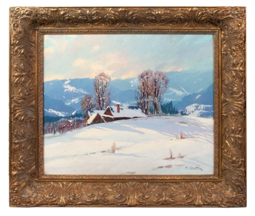 Michał Stańko (1901 - 1969)  “Pejzaż zimowy” , antyki Warszawa, skup antyków, dawne malarstwo, malarstwo aukcyjne, malarstwo polskie, Galeria Żak