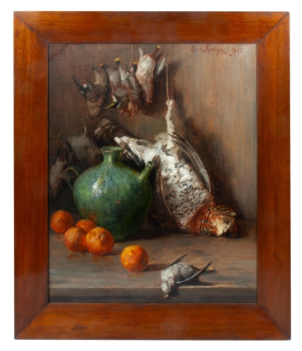 Oskar Klever “Still life with birds and fruits”, 1905 , antique Warsaw, antique paintings, Galeria Żak, art, antiques