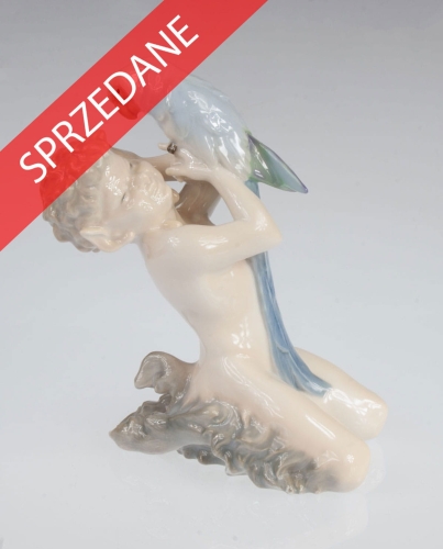 Christian Thomsen “Faun z papugą”, Royal Copenhagen, lata 1901 - 1923 , antyki Warszawa, skup antyków, porcelana, stara porcelana, Galeria Żak