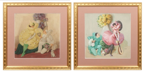 Ilma Bernáth "Pierrot and Columbine”, antique Warsaw, antique paintings, Galeria Żak, art, antiques