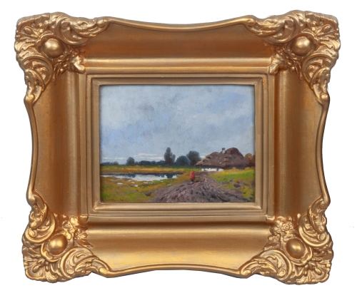 Adam Setkowicz "Village”, antique Warsaw, antique paintings, Galeria Żak, art, antiques