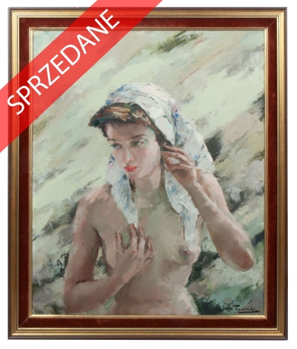 Igor Talwiński “Zamyślona”, antyki Warszawa, skup antyków, dawne malarstwo, malarstwo aukcyjne, malarstwo polskie, Galeria Żak