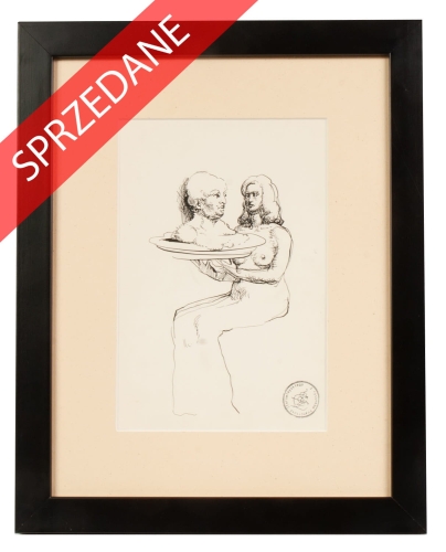 Franciszek Starowieyski “Kobieta z głową na tacy”, antyki Warszawa, skup antyków, dawne malarstwo, malarstwo aukcyjne, malarstwo polskie, Galeria Żak