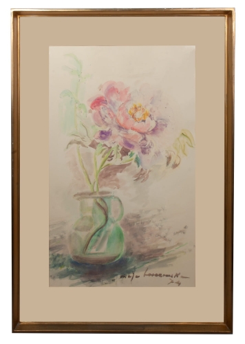 Maja Berezowska “Martwa natura z kwiatami” 1974 r.     , antyki Warszawa, skup antyków, dawne malarstwo, malarstwo aukcyjne, malarstwo polskie, Galeria Żak