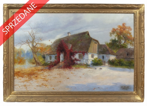 Ignacy Strubel “Dworek w Szczecynie”, antyki Warszawa, skup antyków, dawne malarstwo, malarstwo aukcyjne, malarstwo polskie, Galeria Żak