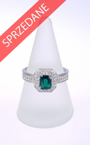 Pierścionek ze szmaragdem i brylantami , antyki Warszawa, skup antyków, dawna biżuteria, antyki, Galeria Żak