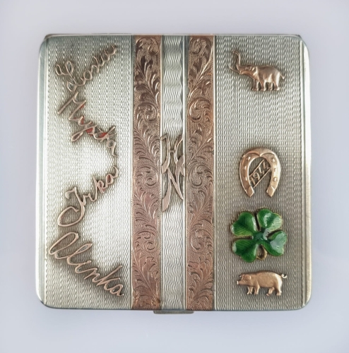 Powder case, Poland, 1944, antique Warsaw, silver, old silver, Galeria Żak, art, antiques