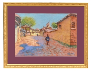 Unknown painter "Sunny day in the town"