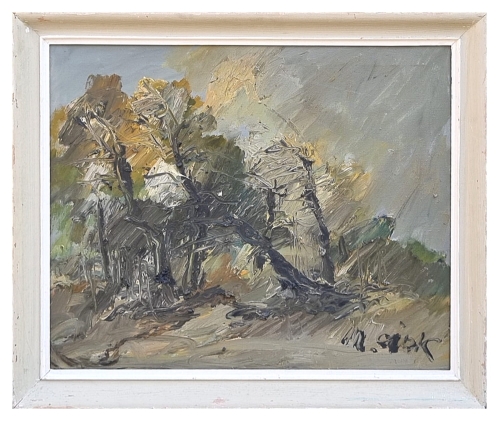 Andrzej Maciej Ciok “Landscape with the trees”, antique Warsaw, antique paintings, Galeria Żak, art, antiques