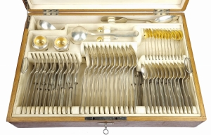 Cutlery set in wooden casket, Franz Bachtik, Vienna, 1872-1891