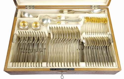 Cutlery set in wooden casket, Franz Bachtik, Vienna, 1872-1891, antique Warsaw, silver, old silver, Galeria Żak, art, antiques