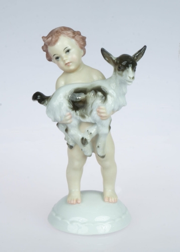 Putto with a goat, Max Daniel Hermann Fritz , Rosenthal, 1940 , antique Warsaw, antique porcelain, old porcelain, Galeria Żak, art, antiques