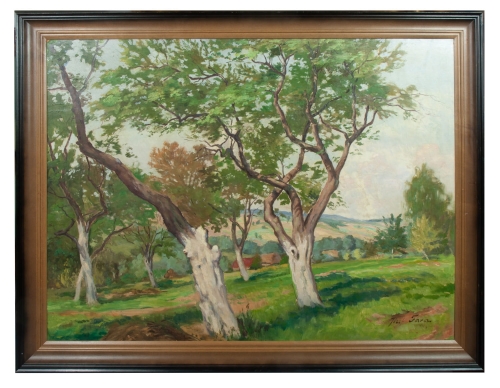 Józef Fara “Landscape with the trees”  , antique Warsaw, antique paintings, Galeria Żak, art, antiques