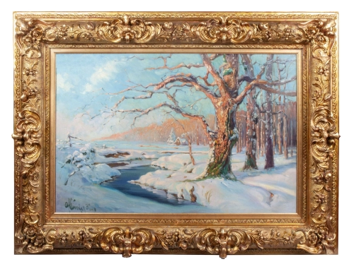 Unknown painter “Winter landscape, 1932 , antique Warsaw, antique paintings, Galeria Żak, art, antiques
