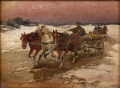 F. Poniecki "Return to the village” 1892  , antique Warsaw, antique paintings, Galeria Żak, art, antiques