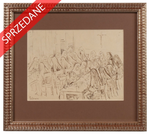 Julitta Gołębiowska “Posiłek w klasztorze”
, antyki Warszawa, skup antyków, dawne malarstwo, malarstwo aukcyjne, malarstwo polskie, Galeria Żak