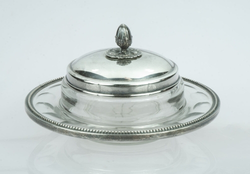 Caviar dish, Western Europe, 20th century, antique Warsaw, silver, old silver, Galeria Żak, art, antiques, glass