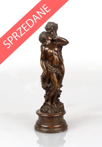 Eugène Barillot “Nimfa i Satyr”, antyki Warszawa, skup antyków, antyczne dekoracje, Galeria Żak , rzeźba, brąz