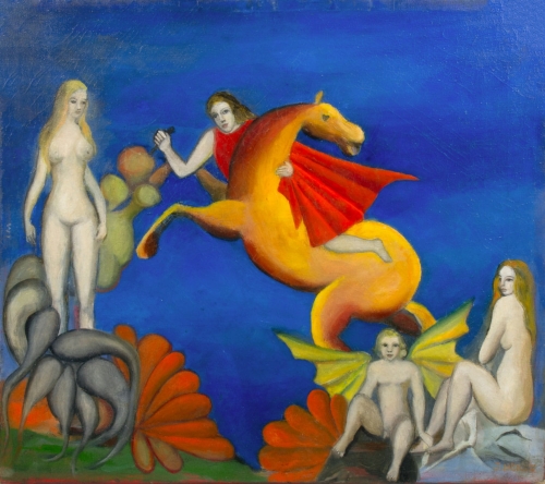 Janusz Bersz "Aphrodite and Ares"  , antique Warsaw, antique paintings, Galeria Żak, art, antiques