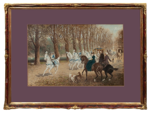 Jan Chełmiński “Carriage ride”, early 20th century  , antique Warsaw, antique paintings, Galeria Żak, art, antiques