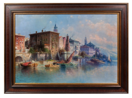 Karl Kaufmann "Salò by Lake Garda”  , antique Warsaw, antique paintings, Galeria Żak, art, antiques