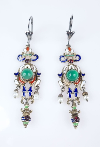Enamel earrings, antique Warsaw, jewelry, old jewelry, Galeria Żak, art, antiques
