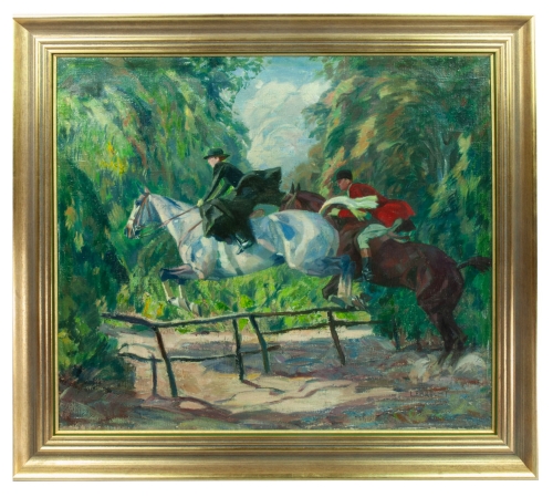 Georg Lebrecht “Galopem przez park”, antyki Warszawa, skup antyków, dawne malarstwo, malarstwo aukcyjne, malarstwo polskie, Galeria Żak