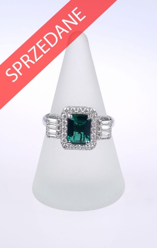Pierścionek ze szmaragdem i brylantami , antyki Warszawa, skup antyków, dawna biżuteria, antyki, Galeria Żak