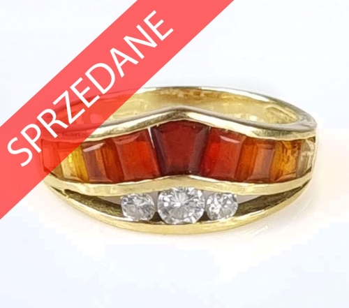 Pierścionek z brylantami i cyrkoniami , antyki Warszawa, skup antyków, dawna biżuteria, antyki, Galeria Żak