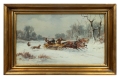 Jan Wolski pair of paintings ”On the road to hunting” “Wolves attack”  , antique Warsaw, antique paintings, Galeria Żak, art, antiques