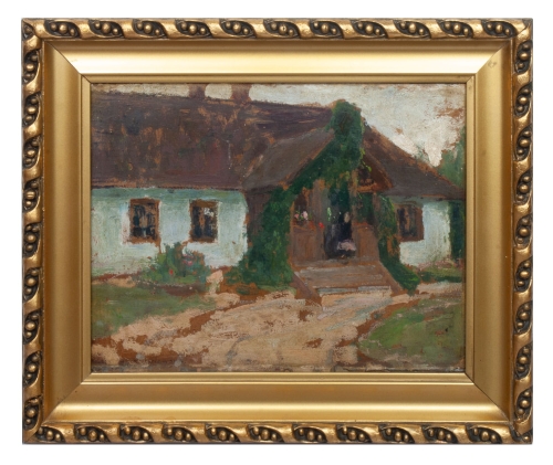 Bronisława Rychter-Janowska “Leśniczówka w Majdanie”, antyki Warszawa, skup antyków, dawne malarstwo, malarstwo aukcyjne, malarstwo polskie, Galeria Żak