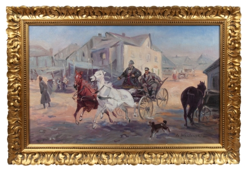 Czesław Wasilewski “Market in the town”  , antique Warsaw, antique paintings, Galeria Żak, art, antiques