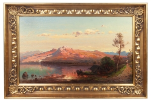 Circle of Aleksander Świeszewski "Sunset over the Lake"