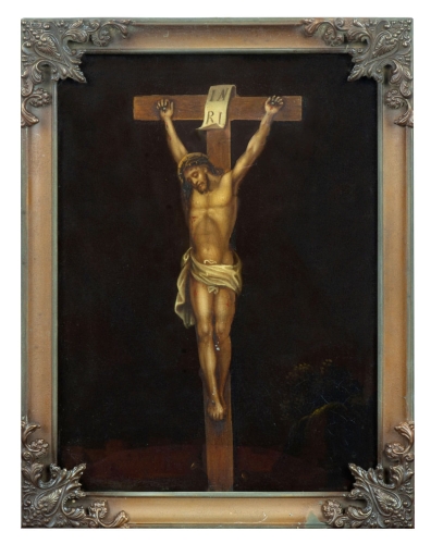 “Chrystus na krzyżu” XVIII w. , antyki Warszawa, skup antyków, dawne malarstwo, malarstwo aukcyjne, malarstwo polskie, Galeria Żak